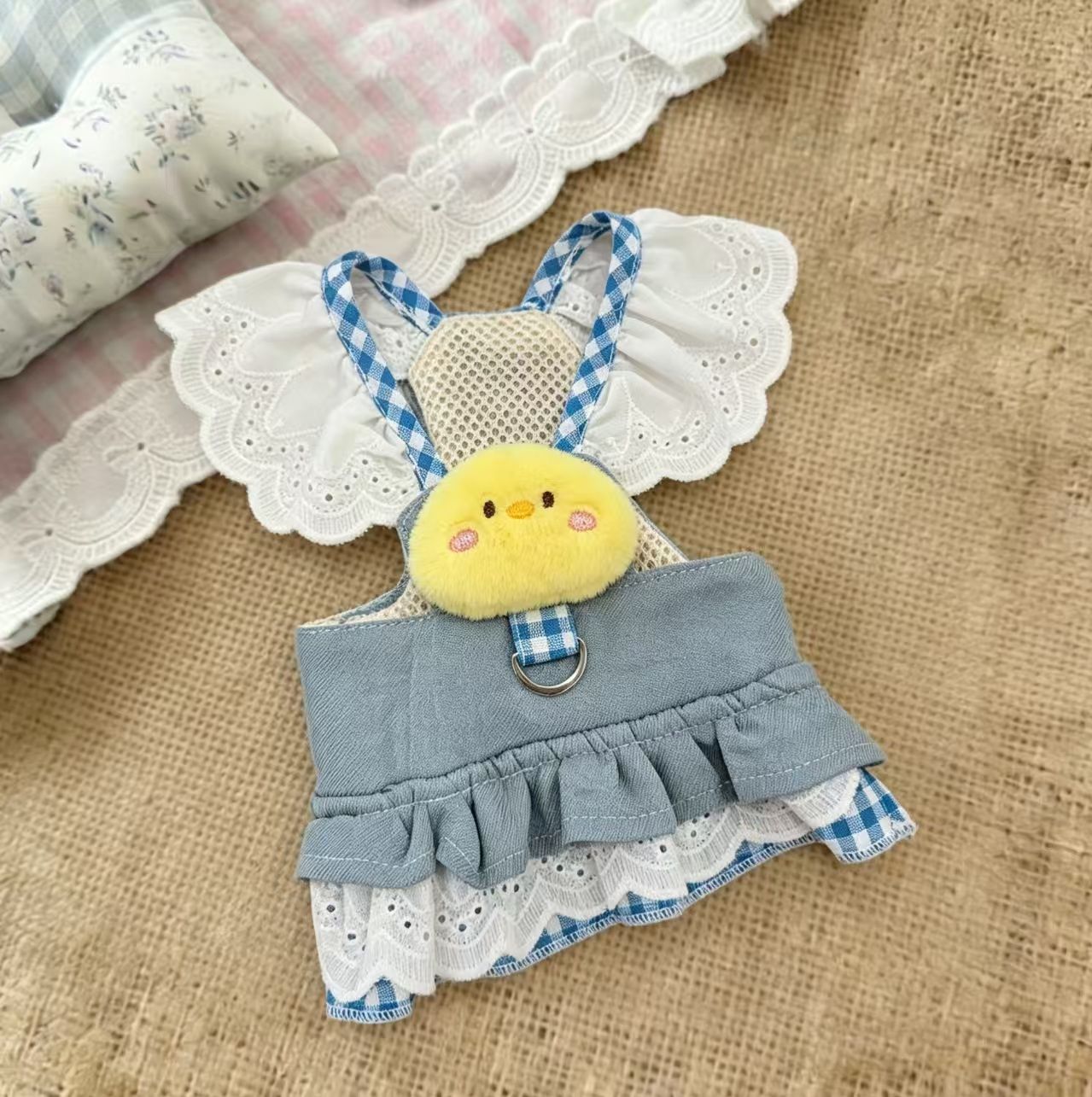 D Ring Strap - Sweet Pet Strap Dress Faux Denim