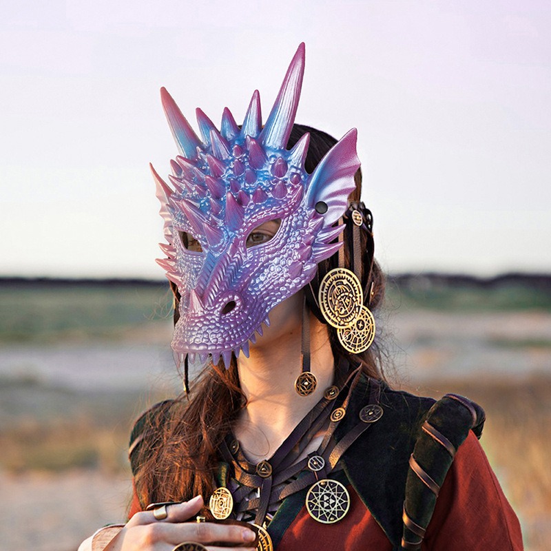 Cosplay Prop Blueprints - Pearl Blue Dragon Mask 3D Printing
